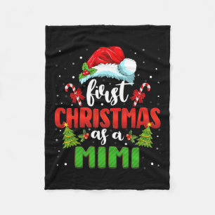 Announcement Santa First Christmas As A Mimi Famil Fleece Blanket