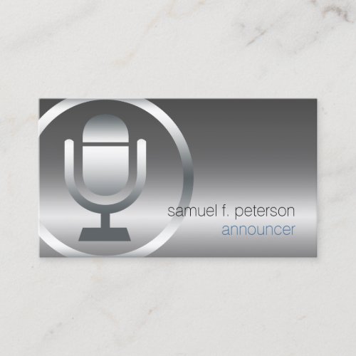 Announcer Chrome Microphone Icon Entertainment Business Card