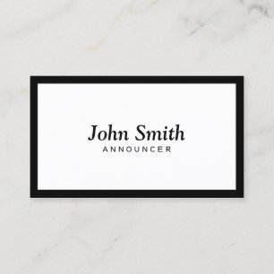 Announcer Minimalist Black Framed Business Card