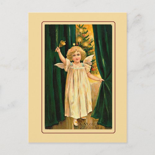 Announcing Christma Vintage Little Angel Holiday Postcard