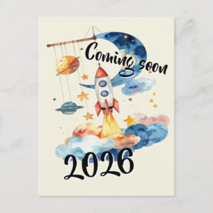 Announcing pregnancy 2026 Rocket Space  Postcard