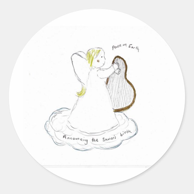 Announcing the savior's birth classic round sticker (Front)