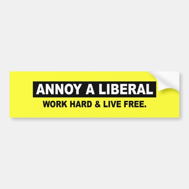 ANNOY A LIBERAL. WORK HARD AND LIVE FREE BUMPER STICKER (Front)