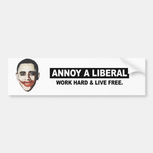 ANNOY A LIBERAL WORK HARD AND LIVE FREE BUMPER STICKER