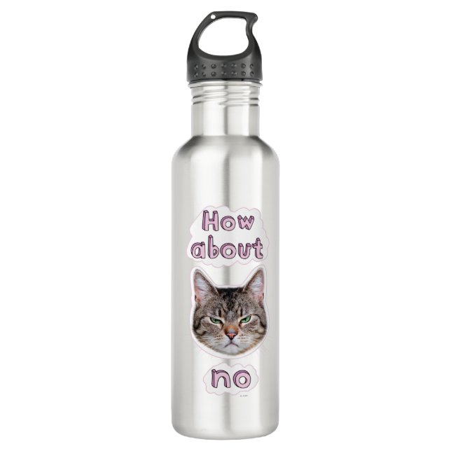 Annoyed Cat Stainless Steel Water Bottle (Front)