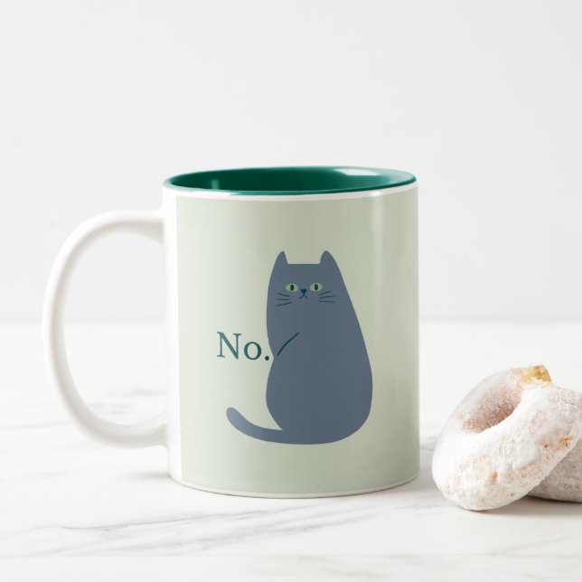 Annoyed Cat Two-Tone Coffee Mug (With Donut)