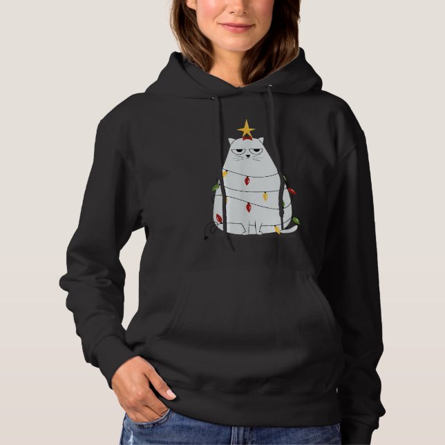 Annoyed Funny Christmas Cat Xmas Day Hoodie (Front)