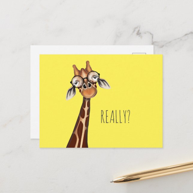 Annoyed Giraffe - Funny Fridge Postcard (Front/Back In Situ)