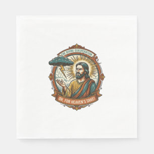 Annoyed Jesus Dark Rain Cloud Lightning Weather Hu Napkins