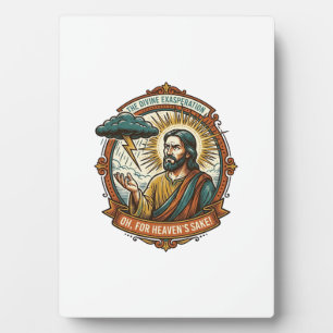 Annoyed Jesus Dark Rain Cloud Lightning Weather Hu Plaque