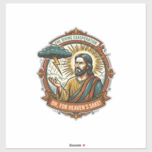 Annoyed Jesus Dark Rain Cloud Lightning Weather Hu Sticker