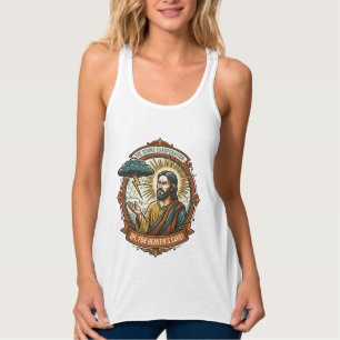Annoyed Jesus Dark Rain Cloud Lightning Weather Hu Tank Top