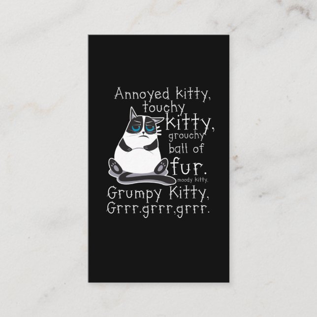 Annoyed Kitty Touchy Kitten Cat Gift Business Card (Front)
