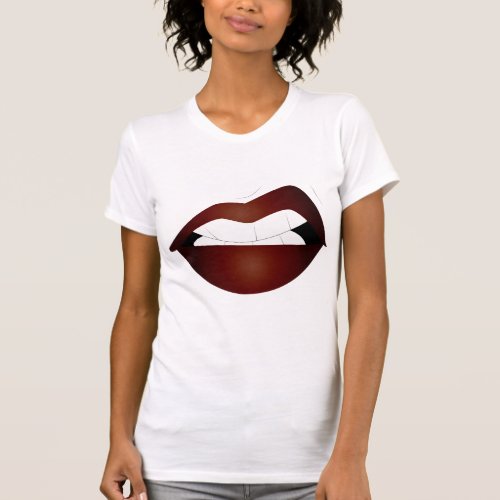Annoyed Mouth Expression with Red Lips T_Shirt