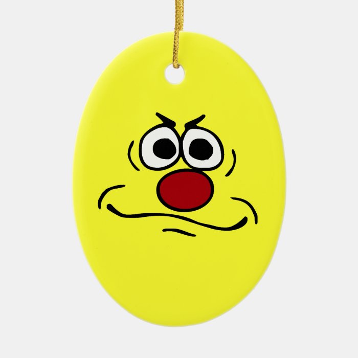 Annoyed Smiley Face Grumpey Ornament