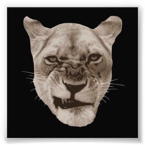 Annoyed Snarling Lion Cat Photo Print