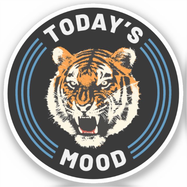Annoyed Tiger Today's Mood Angry Animal Sticker (Front)