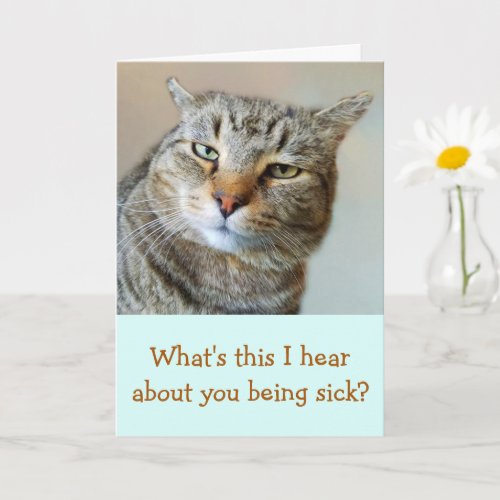 Annoyed Worried Concerned Cat Get Well Card