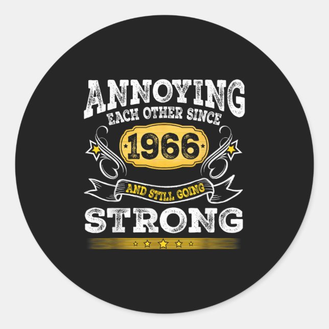 Annoying Each Other Since 1966 Wedding Anniversary Classic Round Sticker (Front)