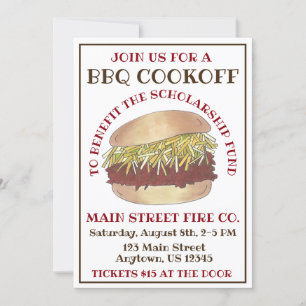 Annual BBQ Pork Barbecue Sandwich Cookoff Cook Off Invitation