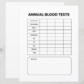 Annual Blood Test Tracker  (Front/Back)