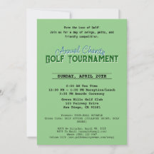 Annual Charity Tournament golf invitation card 