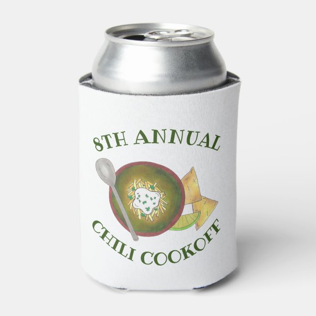 Annual Chili Cookoff Cook Off Bowl of Green Chili Can Cooler (Can Front)