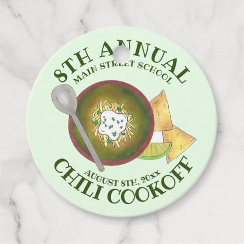 Annual Chili Cookoff Cook Off Bowl of Green Chili Favor Tags