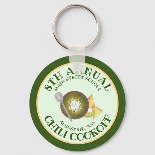 Annual Chili Cookoff Cook Off Bowl of Green Chili Keychain