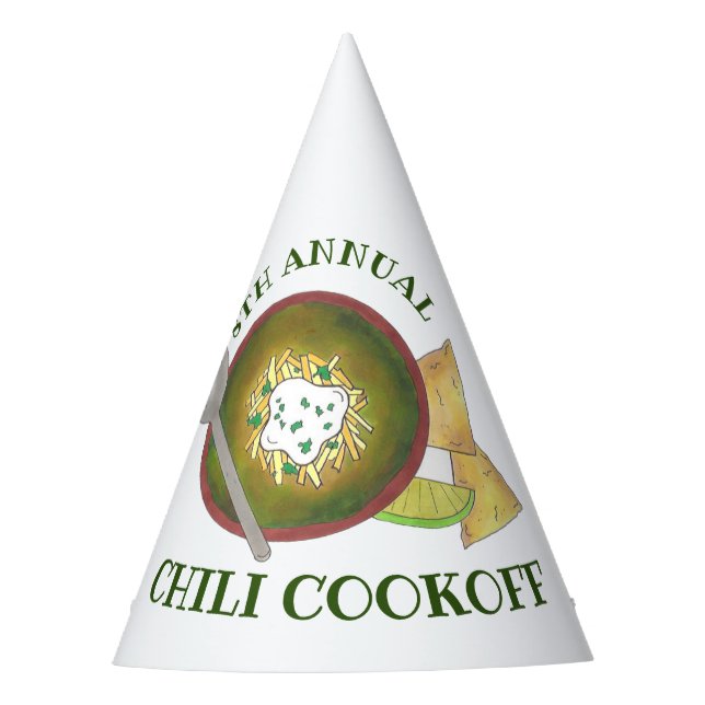 Annual Chili Cookoff Cook Off Bowl of Green Chili Party Hat (Front)