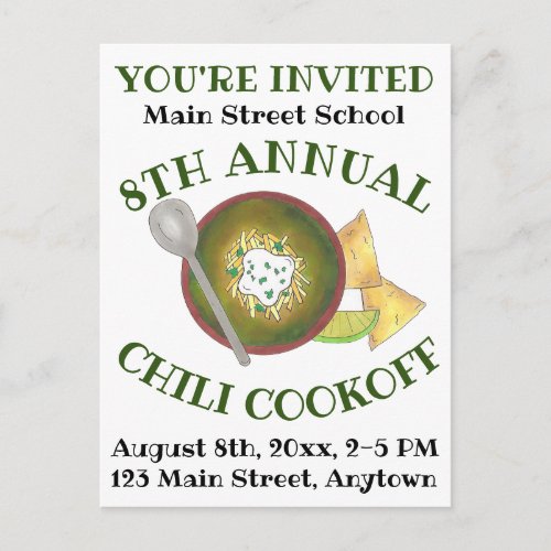 Annual Chili Cookoff Cook Off Event Invitation