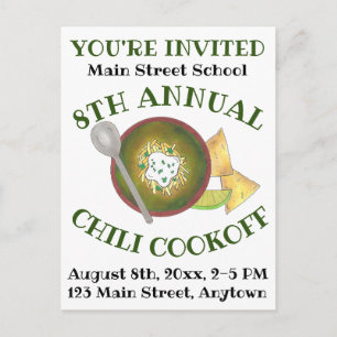 Annual Chili Cookoff Cook Off Event Invitation Postcard