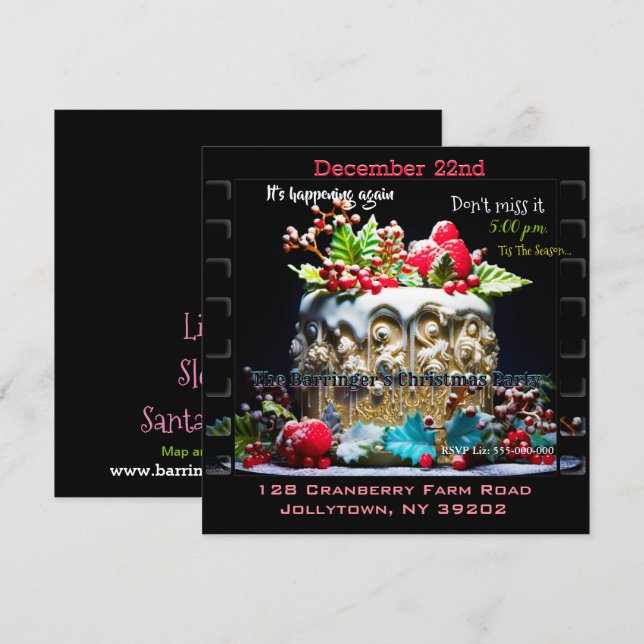 Annual Christmas Dessert Fun Party Invitation (Front/Back)