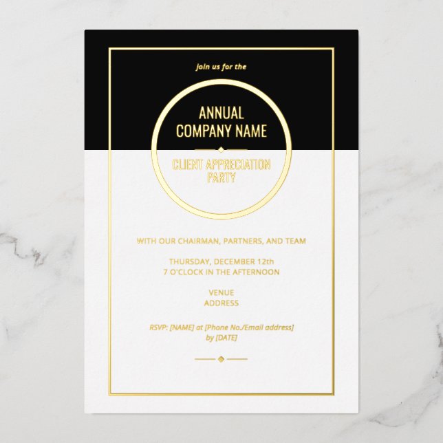 Annual Company Appreciation Dinner Business Party Foil Invitation (Front)
