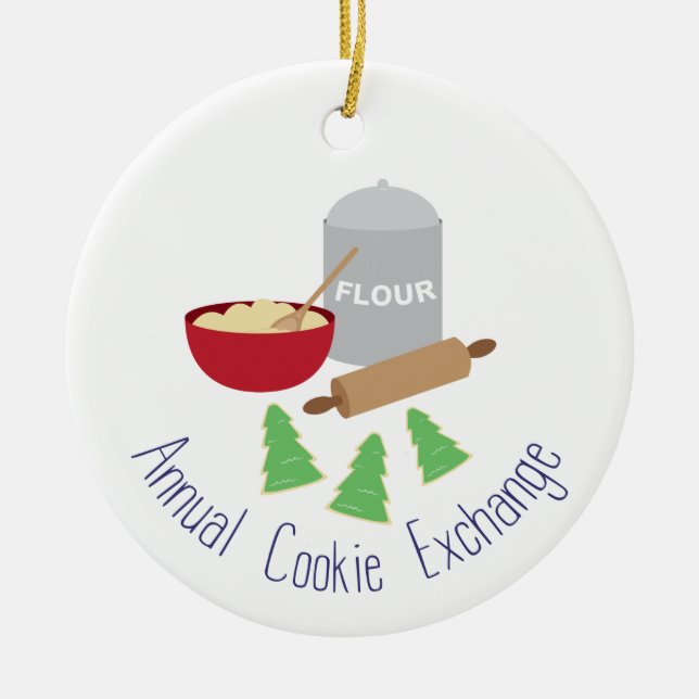Annual Cookie Exchange Ceramic Ornament (Front)