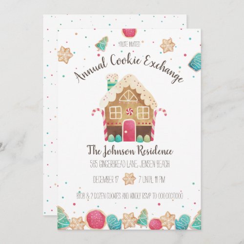 Annual Cookie Exchange Gingerbread House Holiday Invitation