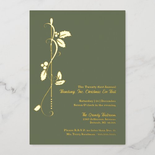 Annual Corporate Christmas Party Gold Foil Invitation