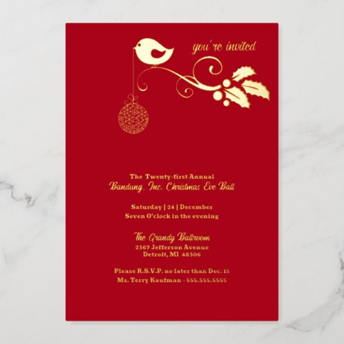 Annual Corporate Holiday Party Gold Foil Invitation