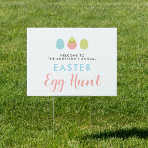 Annual Easter Egg Hunt Sign Cute Pastel Simple