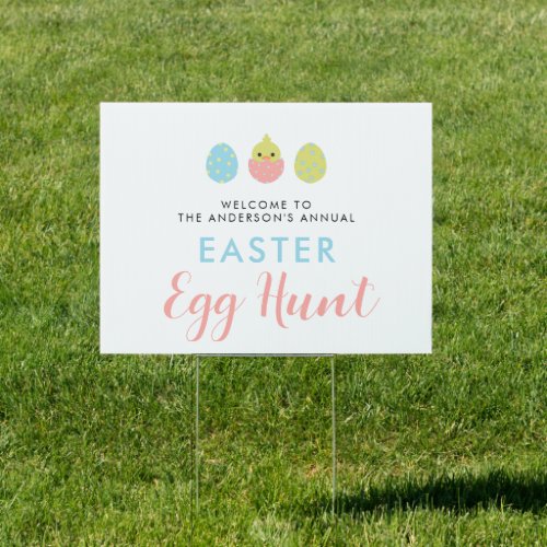 Annual Easter Egg Hunt Sign Cute Pastel Simple