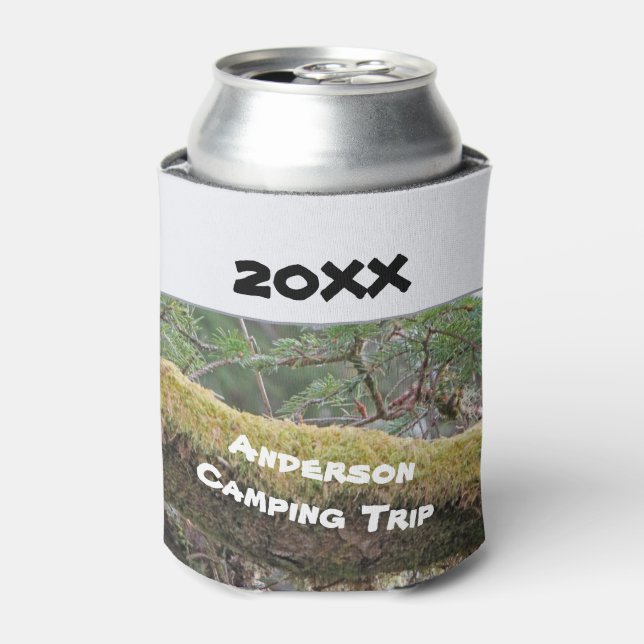Annual Family Camping Trip Rustic Outdoor Vacation Can Cooler (Can Front)