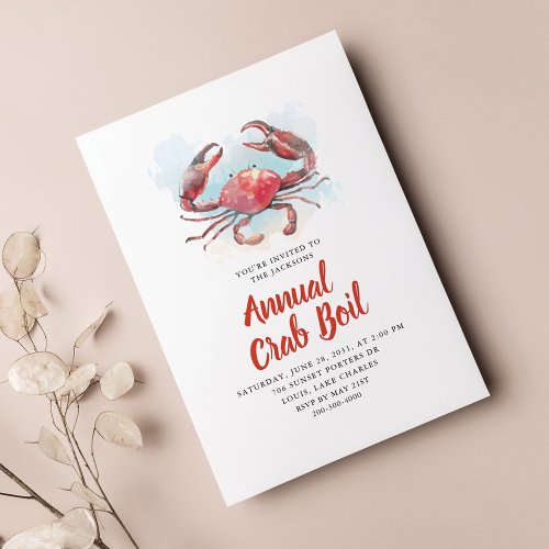 Annual Family Crab Boil Summer Seafood Party Invitation