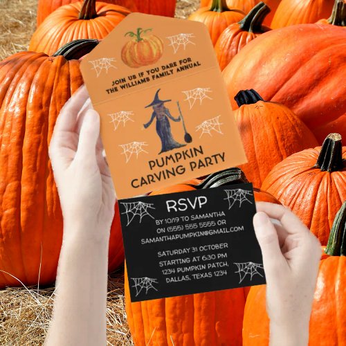 Annual Family Pumpkin Carving Party Halloween  All In One Invitation