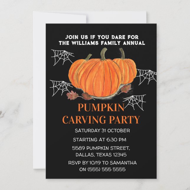 Annual Family Pumpkin Carving Party Halloween  Invitation (Front)