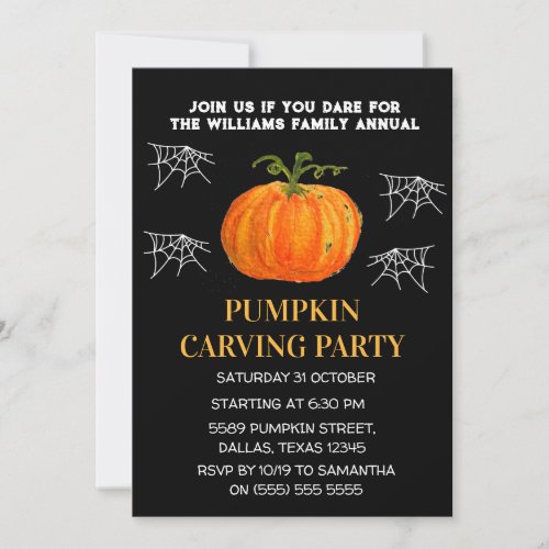 Annual Family Pumpkin Carving Party Halloween  Invitation