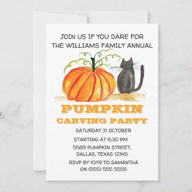 Annual Family Pumpkin Carving Party Halloween  Invitation (Front)