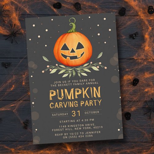 Annual Family Pumpkin Carving Party Halloween Invitation
