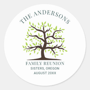 Annual Family Reunion Genealogy Tree Custom Classic Round Sticker