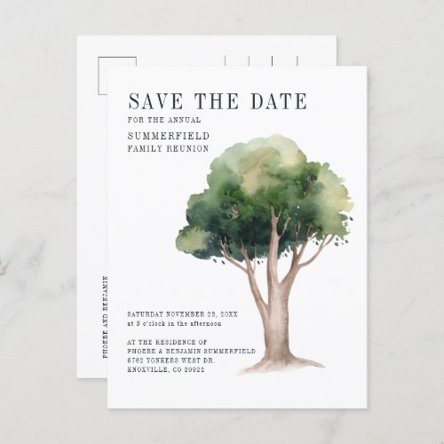 Annual Family Reunion Genealogy Tree Save the Date Announcement Postcard