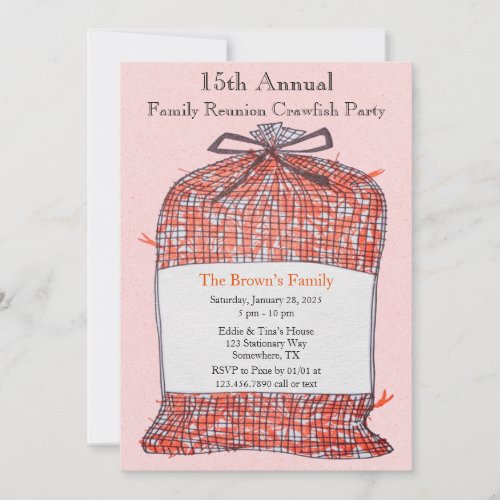 Annual Family Reunion Sack Of Crawfish Boil Party Invitation
